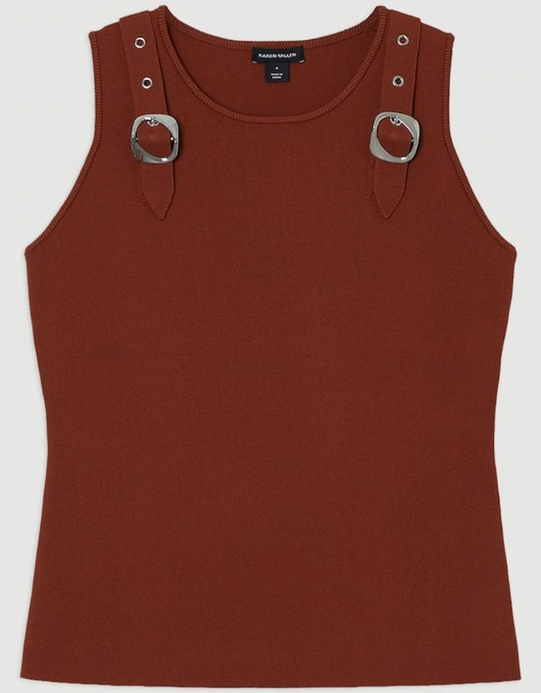 Buckle Trim Knitted Top