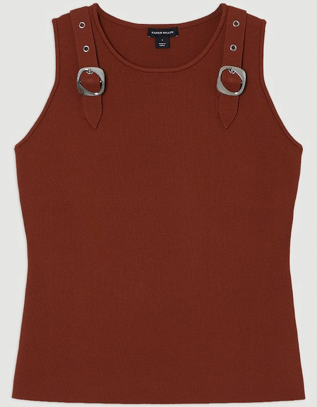 Buckle Trim Knitted Top