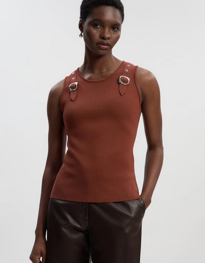 Buckle Trim Knitted Top