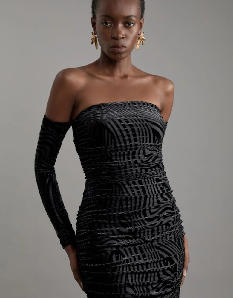 Velvet Devore Jersey Bardot Midi Dress
