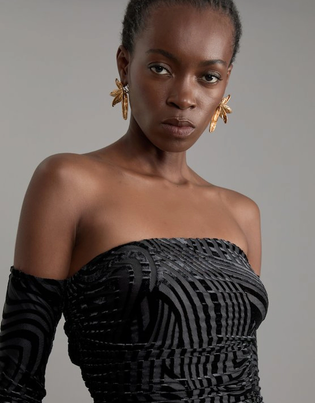Velvet Devore Jersey Bardot Midi Dress