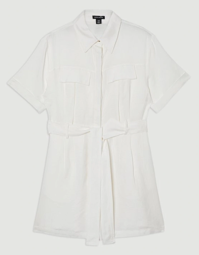 Viscose Linen Woven Belted Playsuit