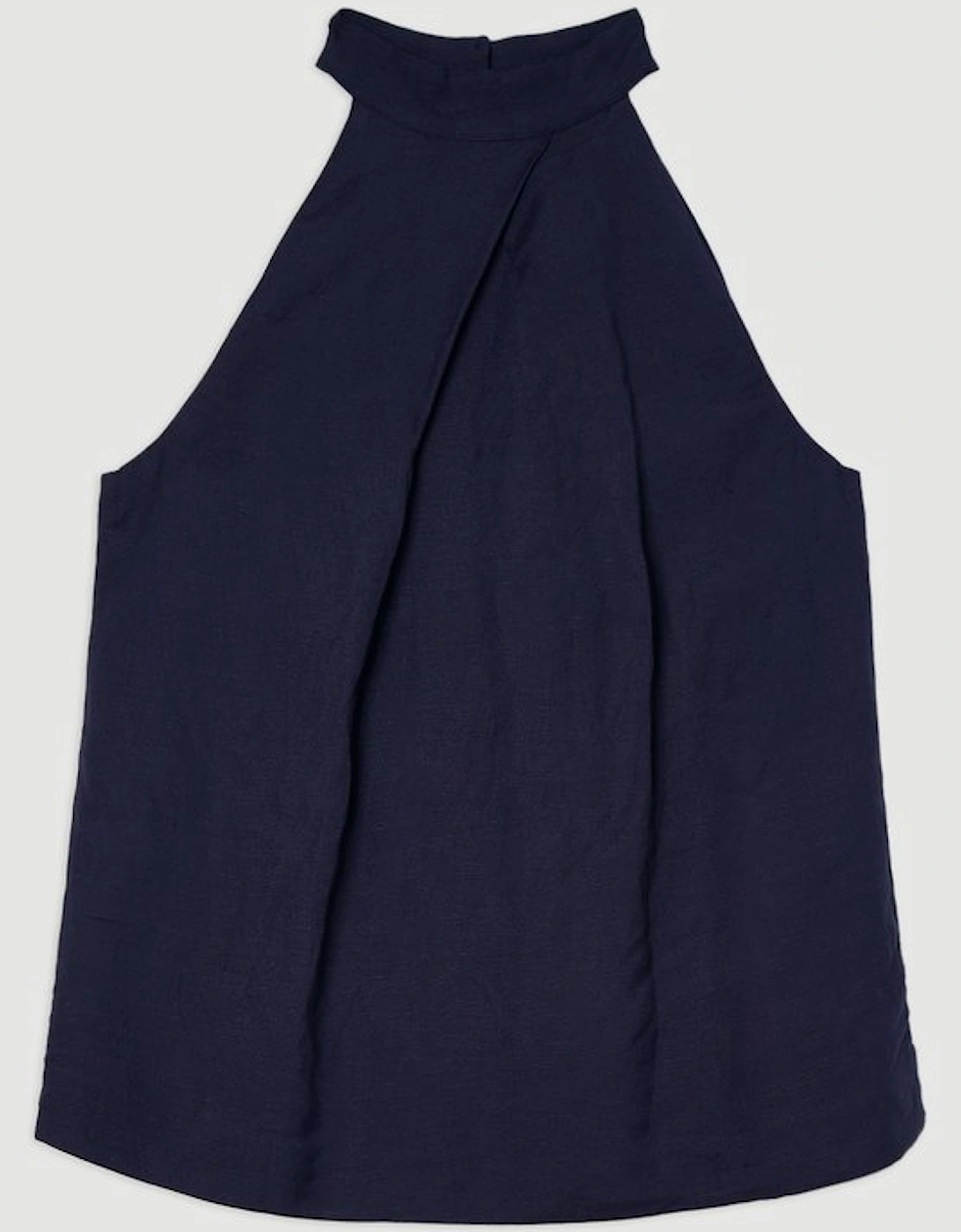 Viscose Linen Cross Front Halter Neck Woven Top