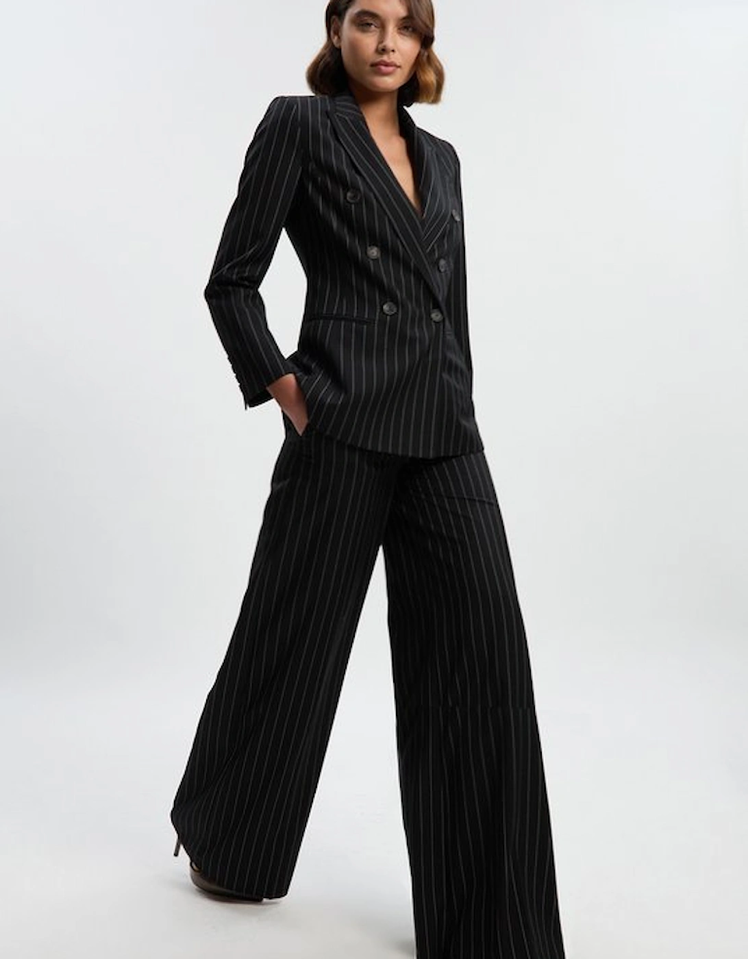 Tall Pinstripe Wide Leg Tailored Trouser, 4 of 3