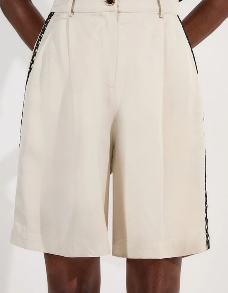 Viscose Linen Lace Trim Insert Woven Short
