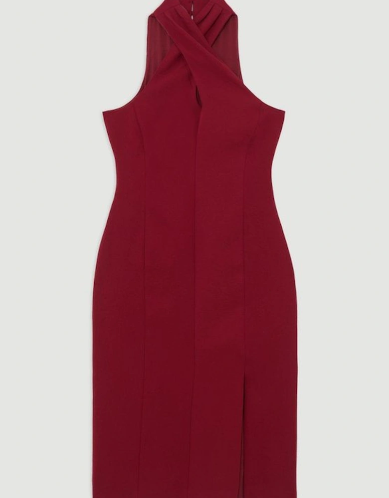 Soft Tailored Halter Neck Midi Dress