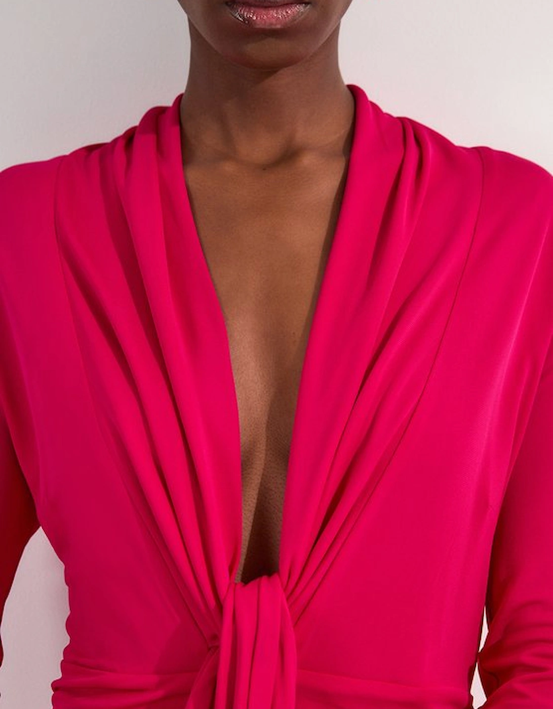 Tall Premium Stretch Crepe Jersey Plunge Neck  Maxi Dress