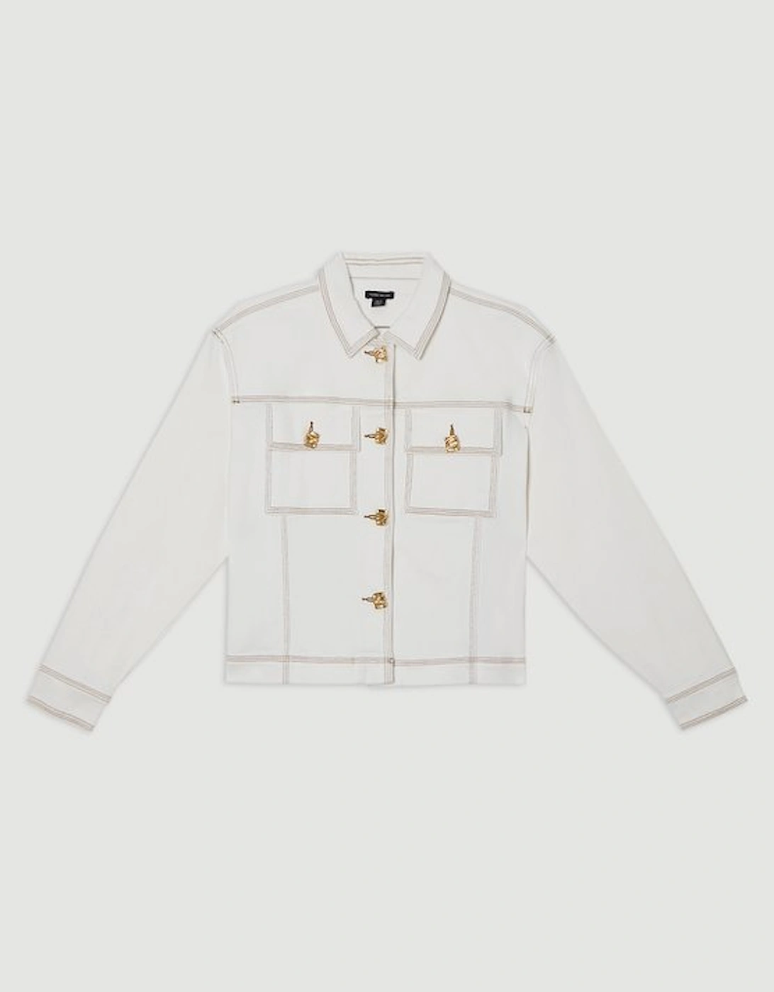 Denim Button Front Tailored Jacket