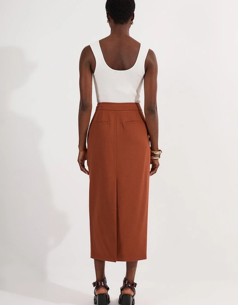 Tailored Twill Essential Pencil Maxi Skirt