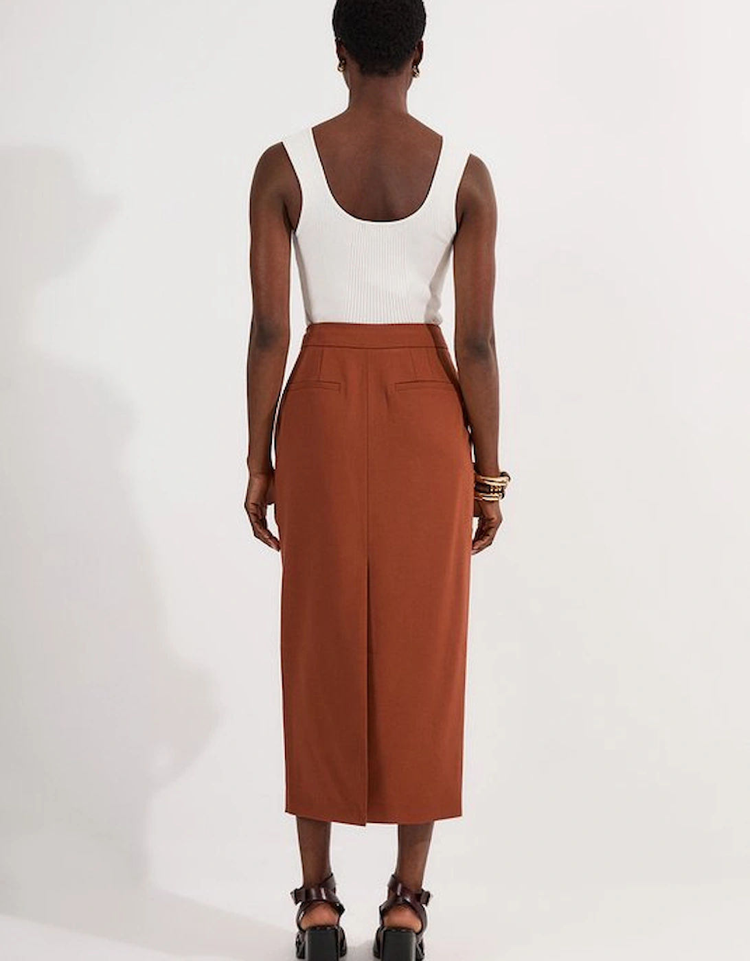 Tailored Twill Essential Pencil Maxi Skirt