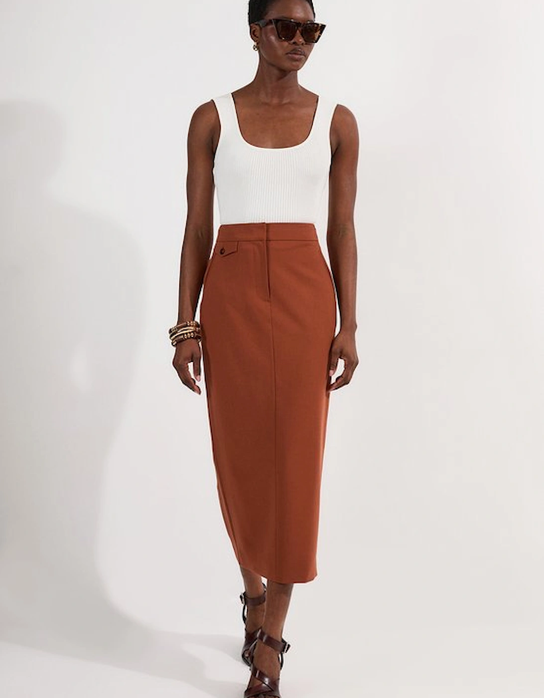 Tailored Twill Essential Pencil Maxi Skirt, 5 of 4