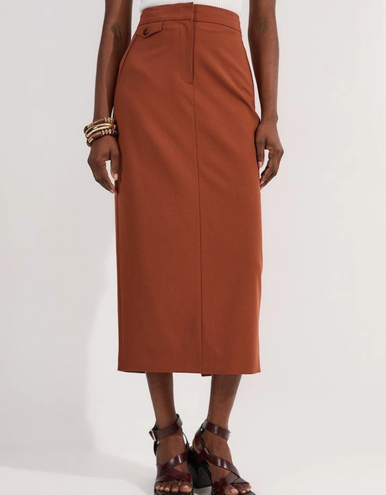 Tailored Twill Essential Pencil Maxi Skirt
