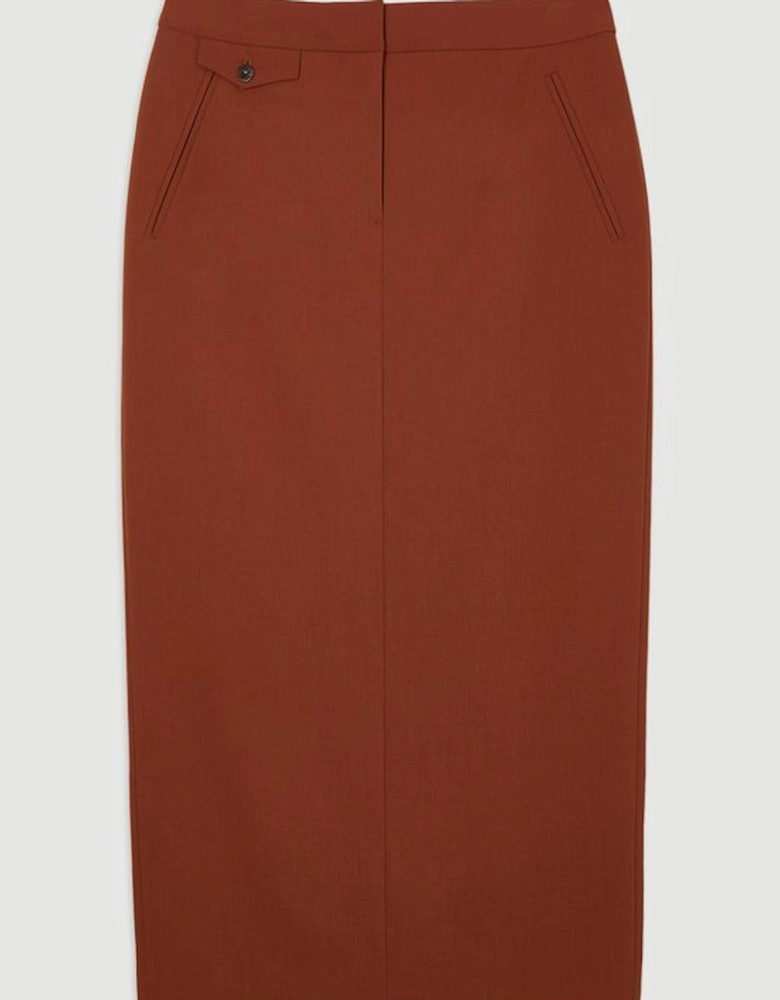 Tailored Twill Essential Pencil Maxi Skirt