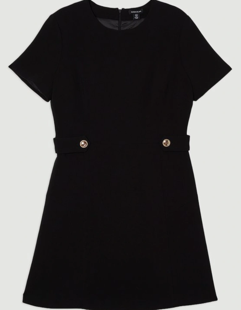 Compact Stretch Essential Waist Tab Detail Tailored Mini Dress