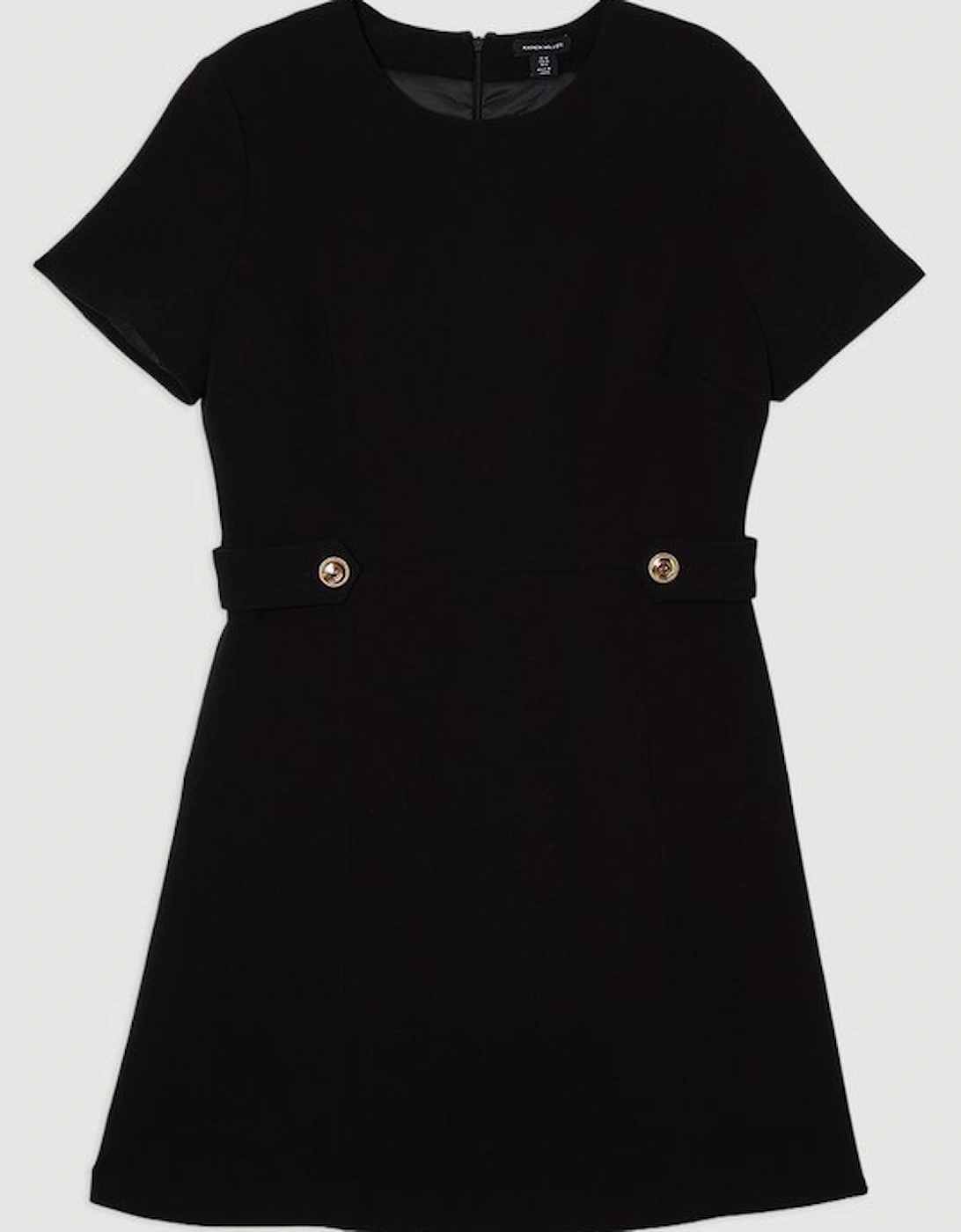 Compact Stretch Essential Waist Tab Detail Tailored Mini Dress