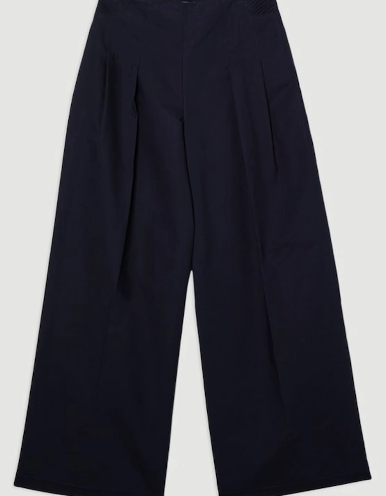 Archive Collection - Tailored Cotton Pintuck Grosgrain Wide Leg Trouser