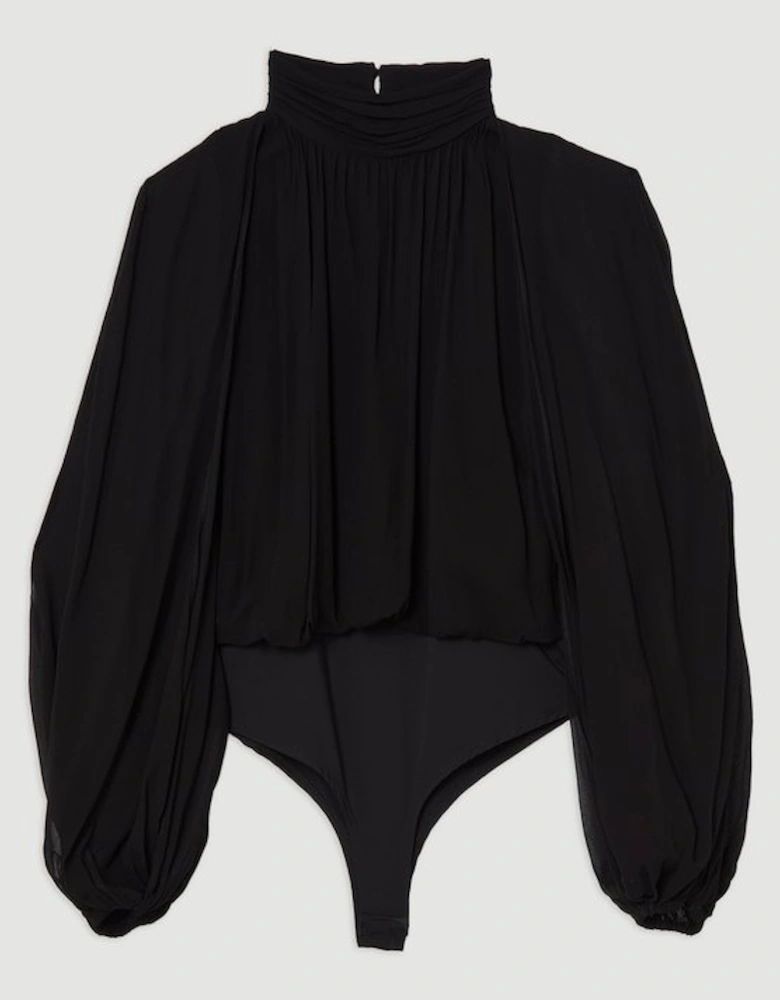 Tall Viscose Georgette Cady Lace Insert Bodysuit