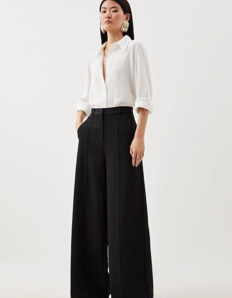 Premium Woven Viscose Crepe Wide Leg Trouser