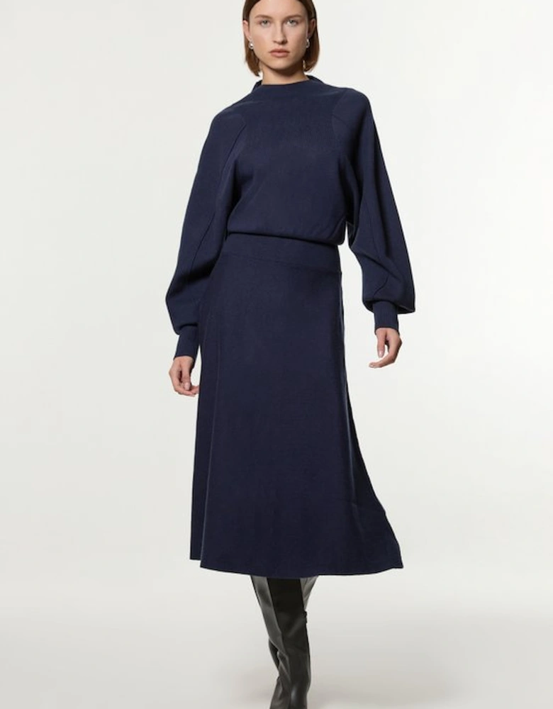 Tall Wool Look Rounded Sleeve Knit Midi Dress