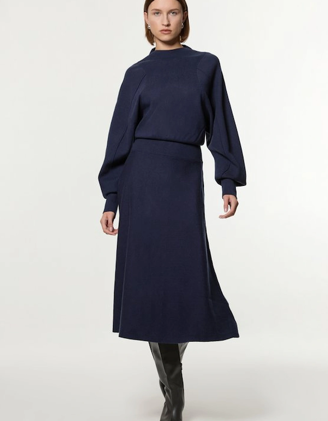 Tall Wool Look Rounded Sleeve Knit Midi Dress, 4 of 3