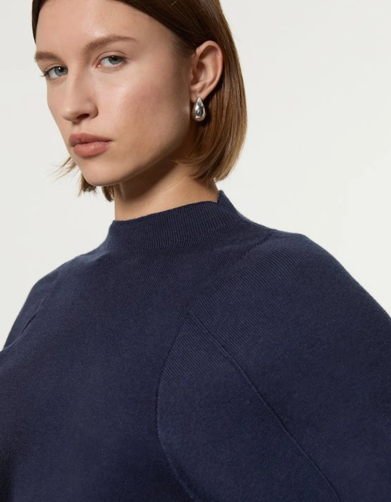 Tall Wool Look Rounded Sleeve Knit Midi Dress