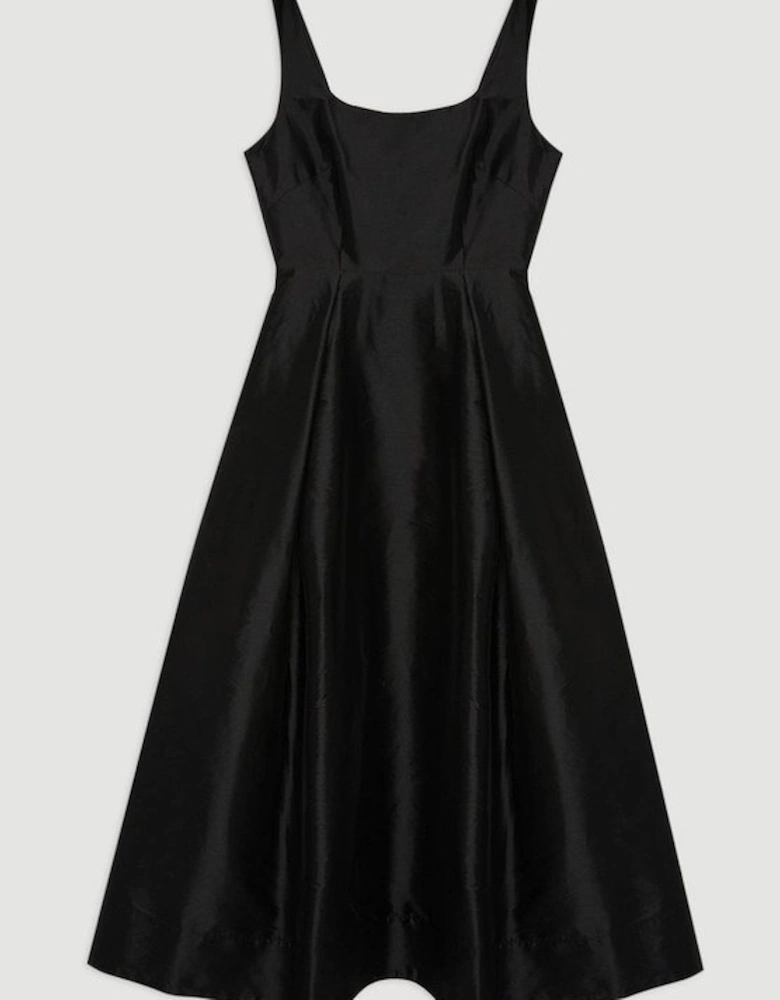 Petite Taffeta Full Skirt Tailored Midi Dress