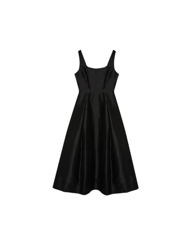 Petite Taffeta Full Skirt Tailored Midi Dress