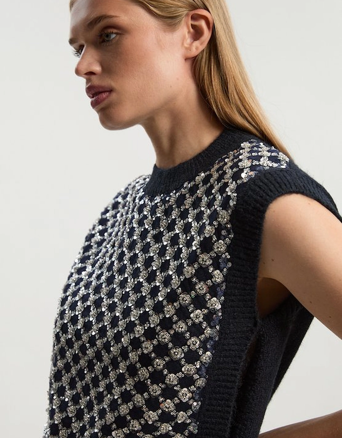 Embellished Cosy Knit Tank Top
