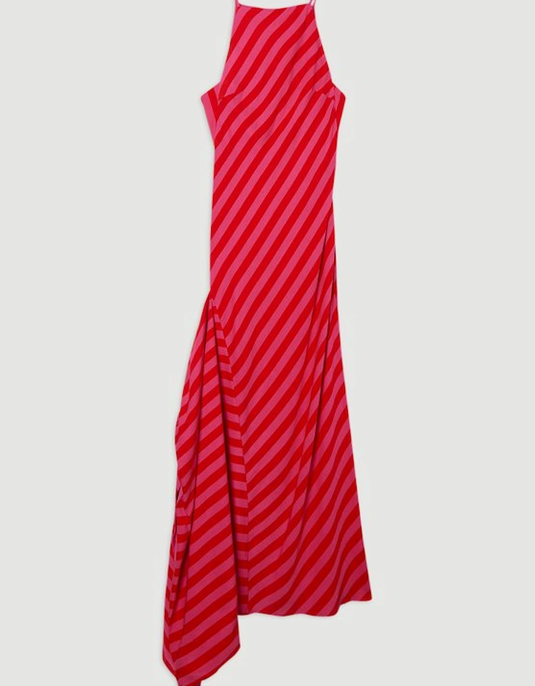 Fluid Stripe Cotton Mix Woven Midi Halter Dress