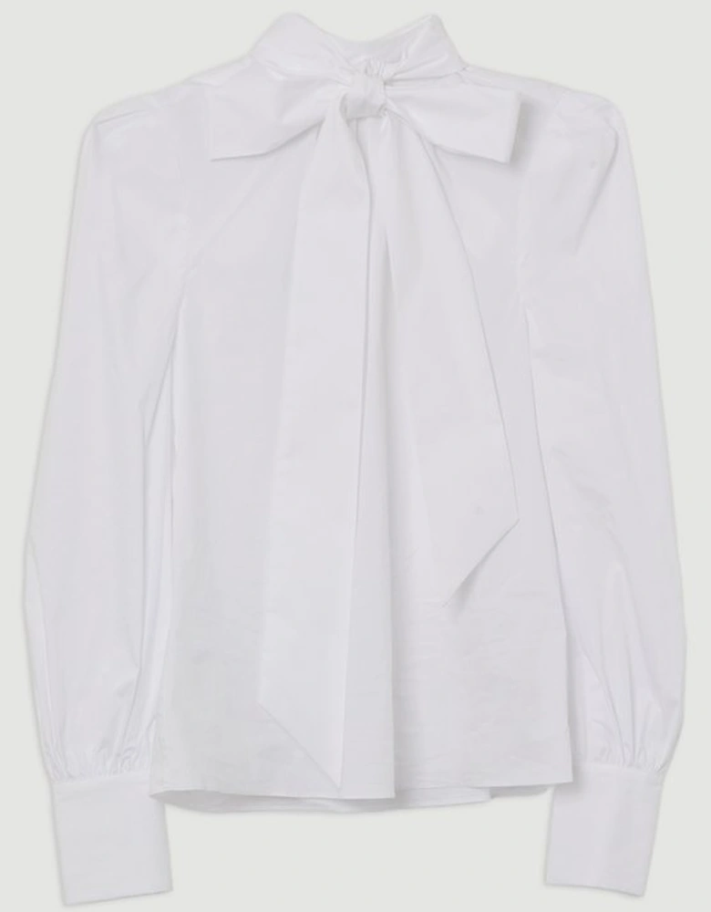 Cotton Poplin Pussybow Blouse