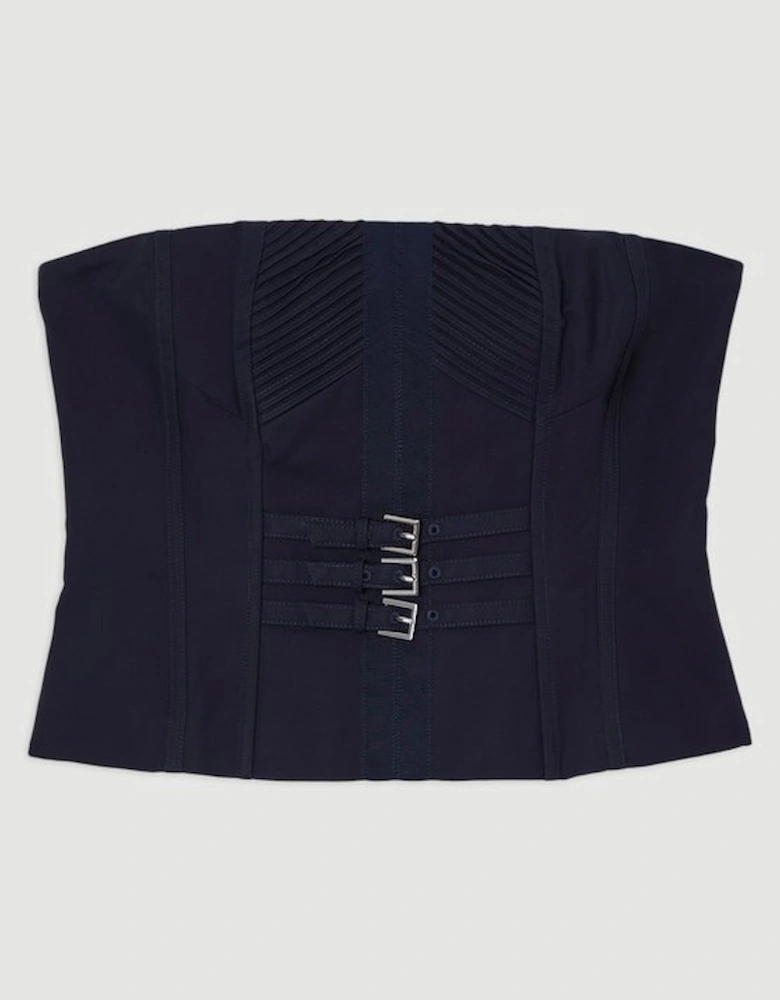 Archive Collection - Tailored Cotton Pintuck Grosgrain Belted Corset