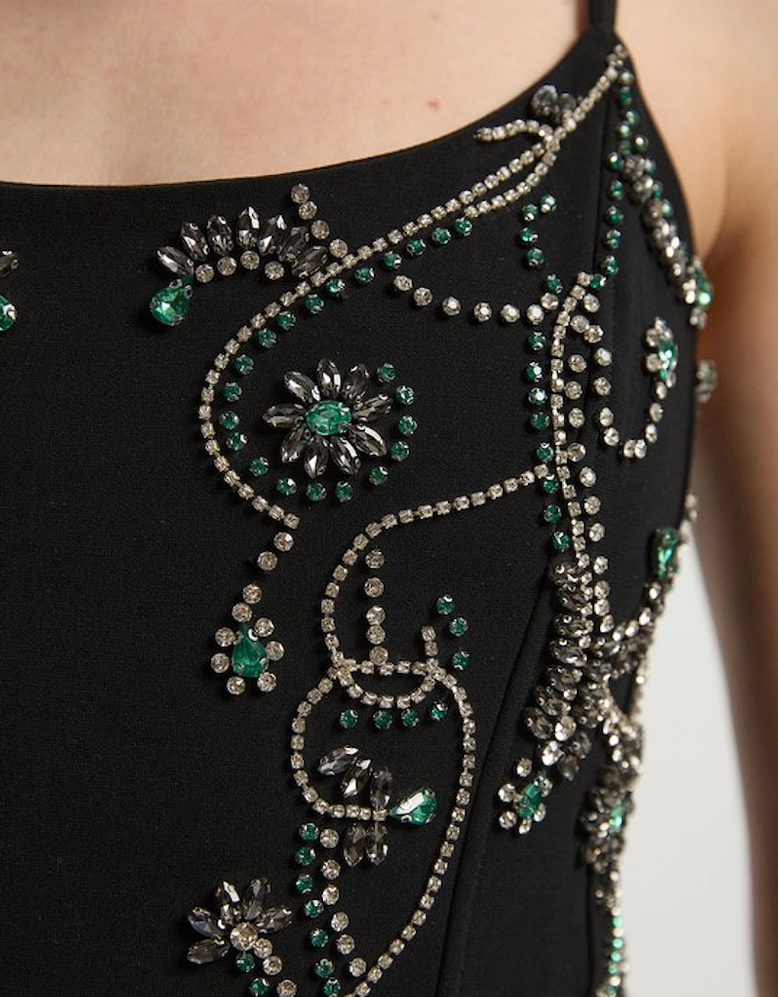 Crystal Embellished Peplum Bandeau Pencil Midi Dress