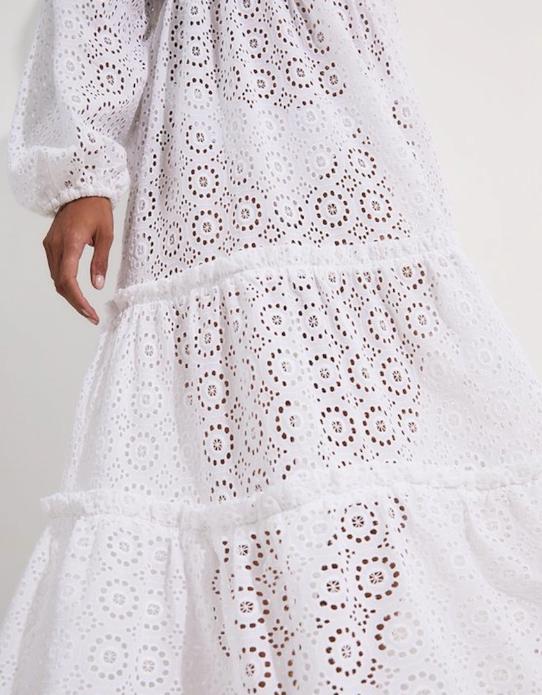Off Shoulder Broderie Maxi Beach Woven Dress