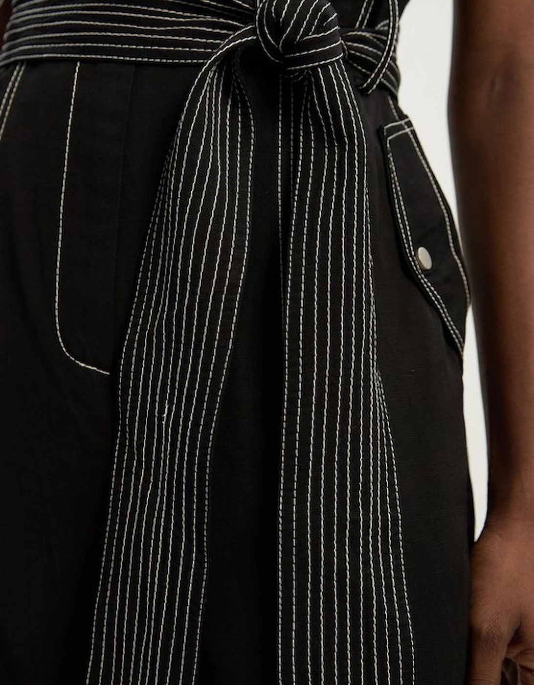 Premium Linen Twill Topstitch Woven Jumpsuit
