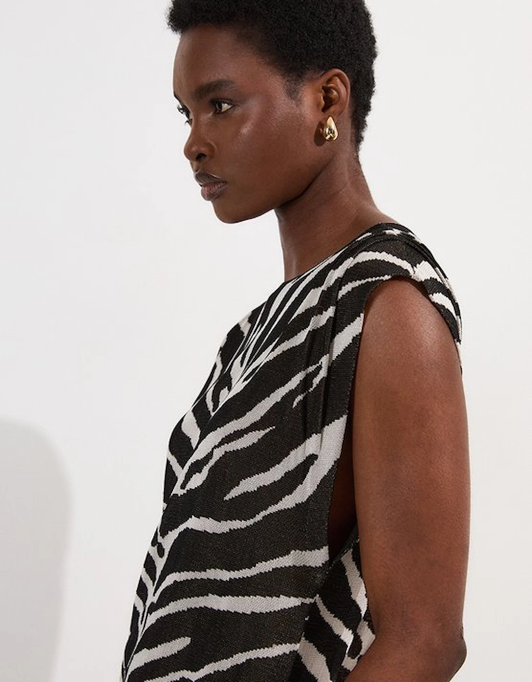 Jacquard Zebra Print Slinky Maxi Dress