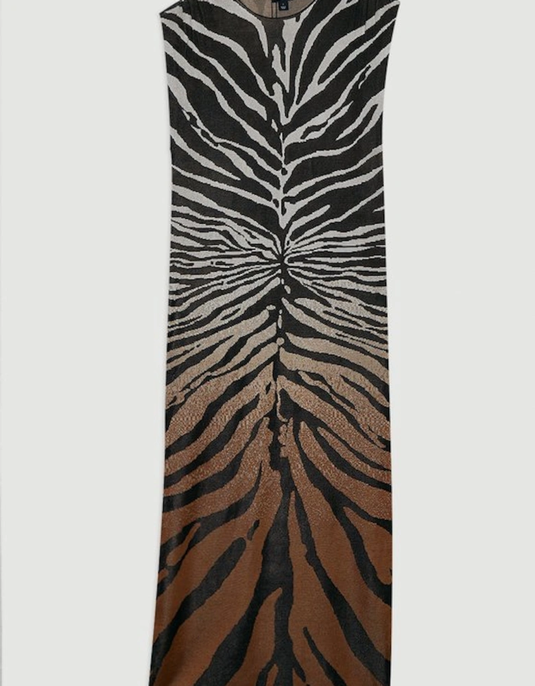 Jacquard Zebra Print Slinky Maxi Dress