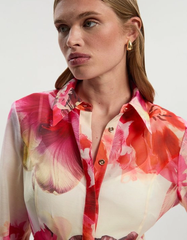 Organdie Woven Mini Shirt Dress