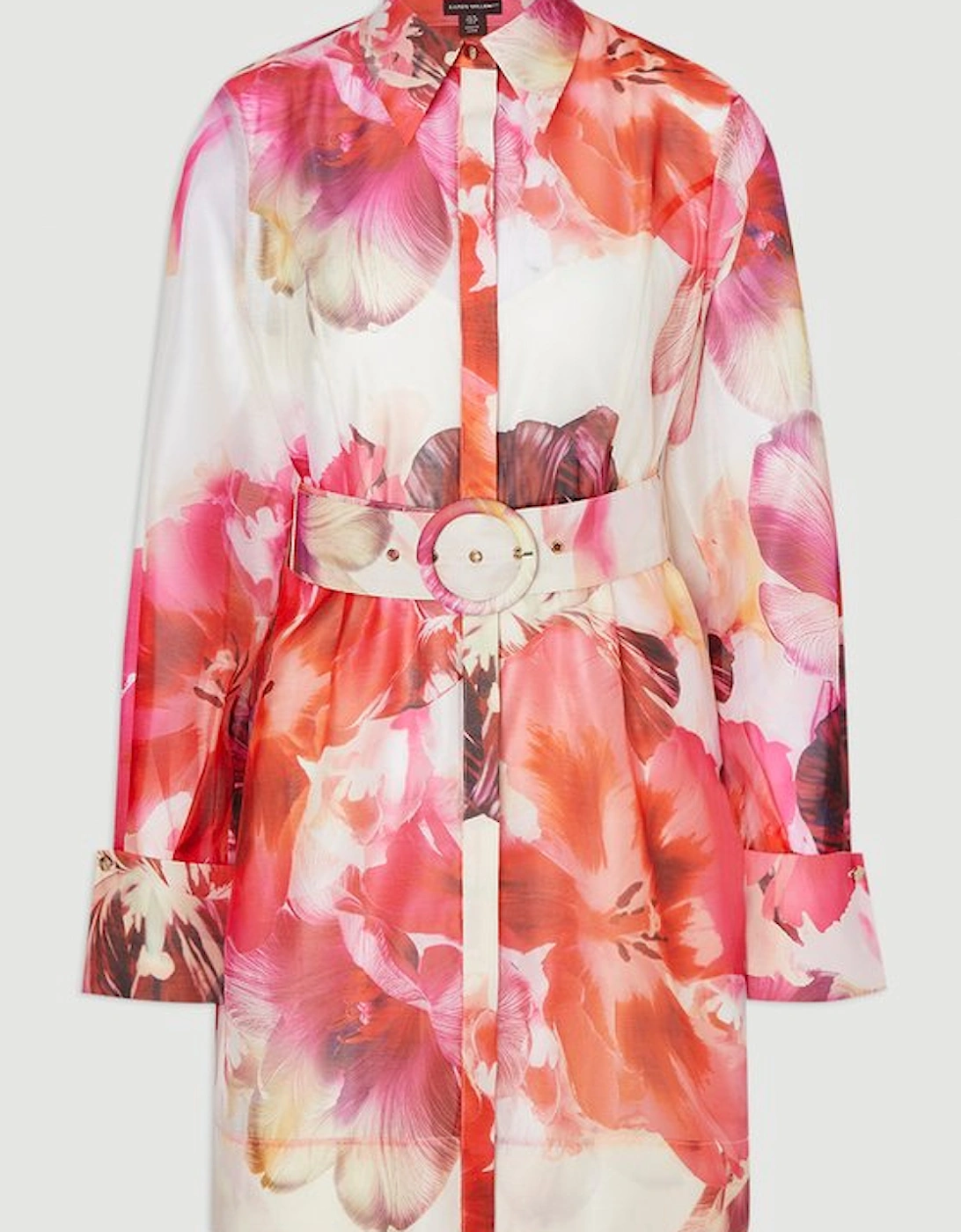 Organdie Woven Mini Shirt Dress