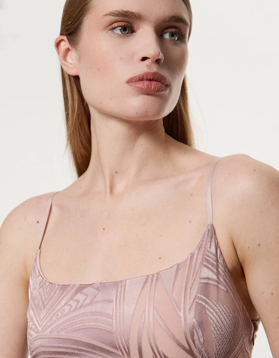 Amelia Graham Burnout Split Woven Prom Strappy Maxi Dress