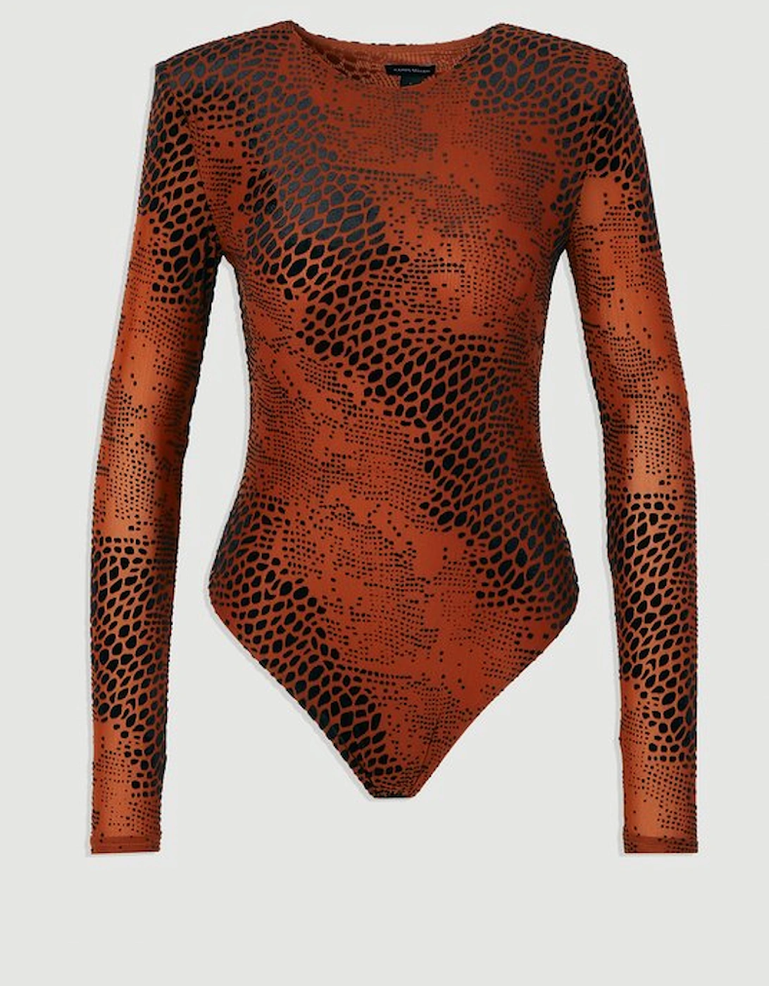 Animal Stretch Velvet Devore Crew Neck Bodysuit