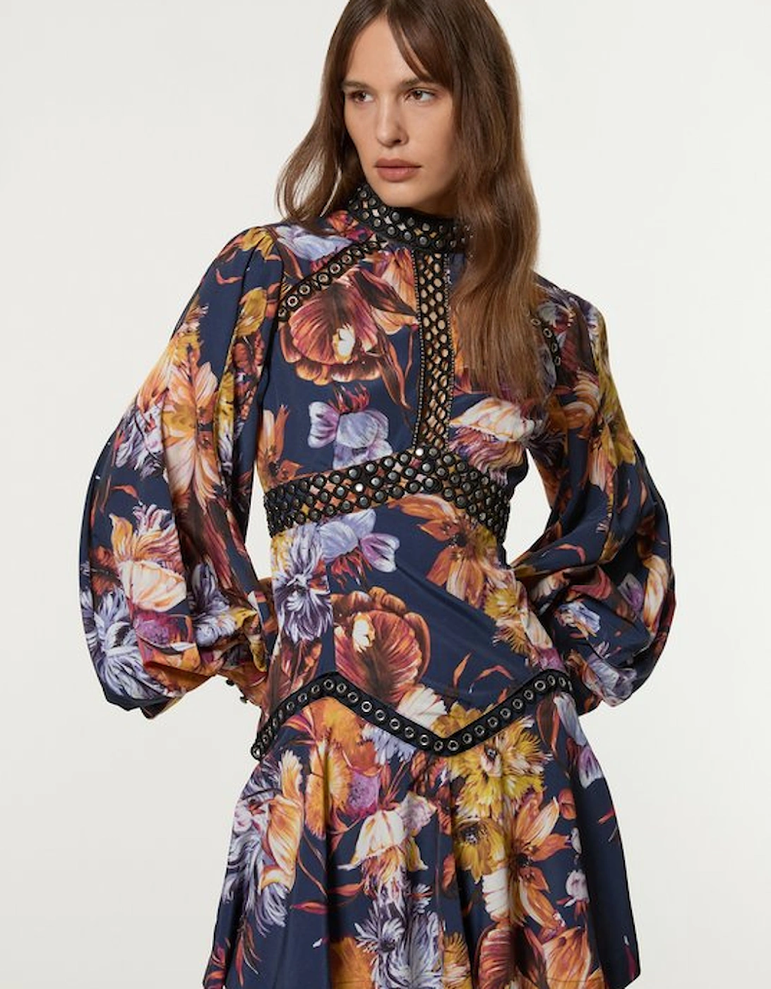 Petite Floral Studded Lace Woven Mini Dress, 5 of 4