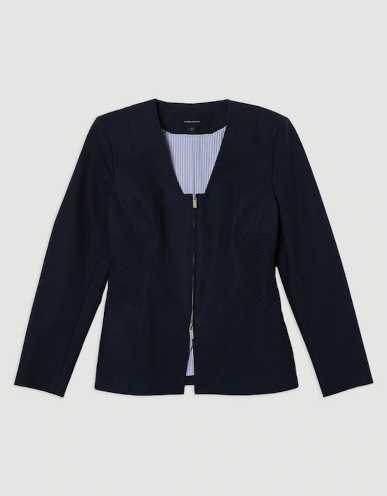 Archive Collection - Tailored Cotton Pintuck Grosgrain Zip Front Blazer