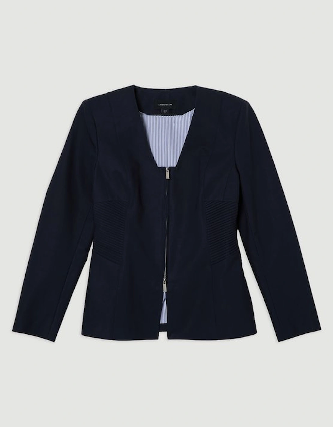 Archive Collection - Tailored Cotton Pintuck Grosgrain Zip Front Blazer