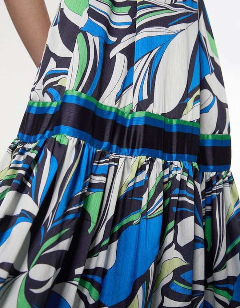 Floral Printed Woven Sleeveless Over Midi Dress