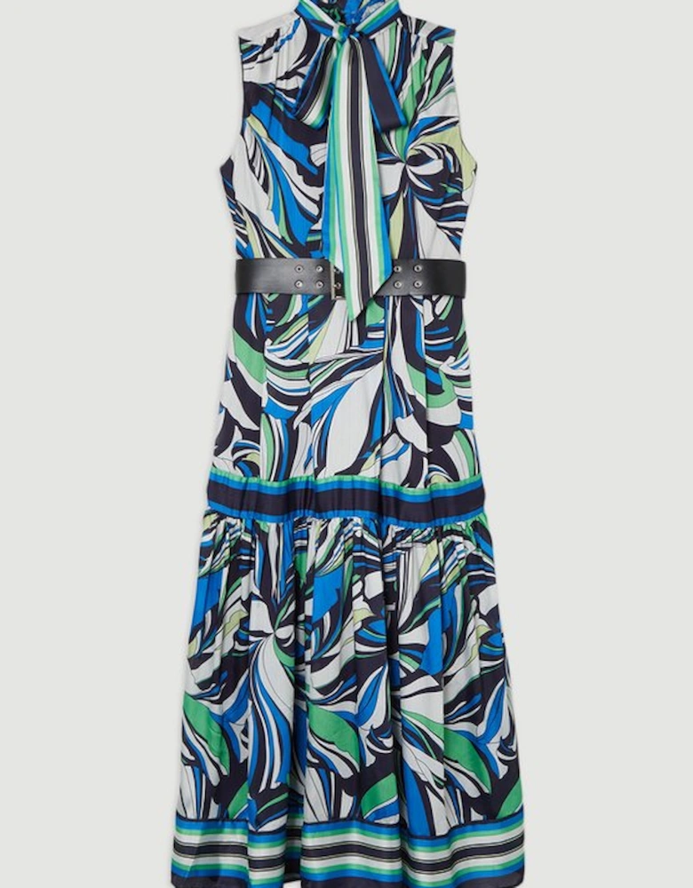 Floral Printed Woven Sleeveless Over Midi Dress