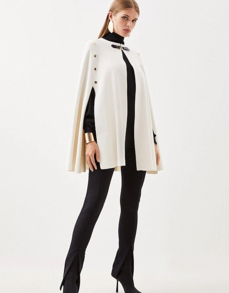 Popper Detail Knit Cape