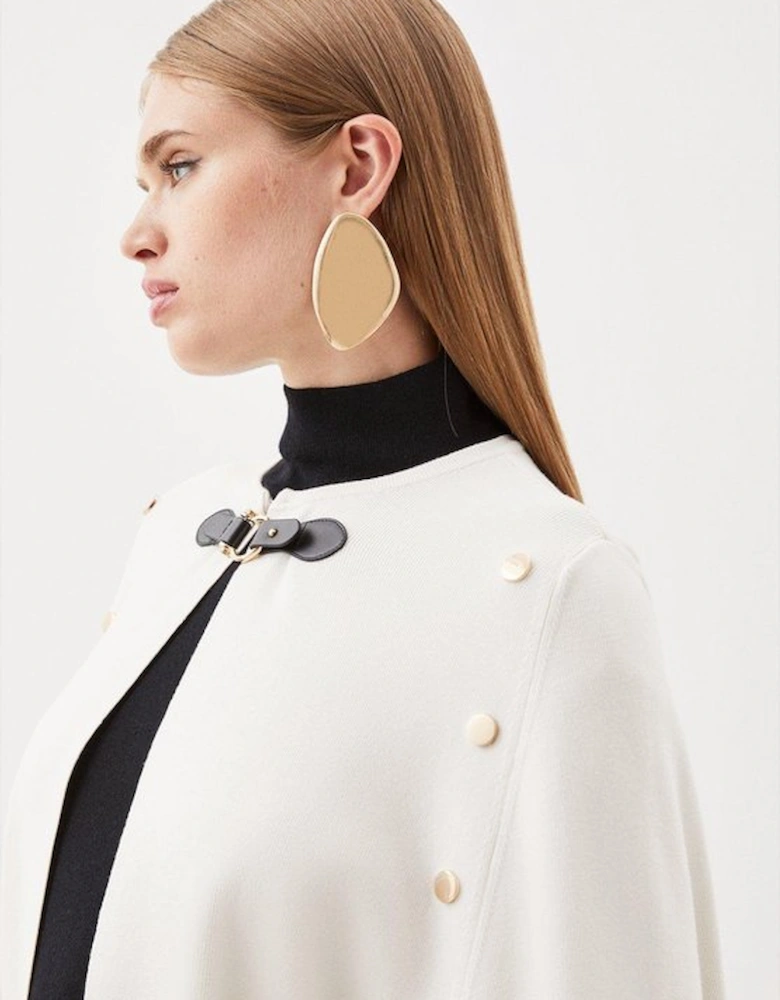 Popper Detail Knit Cape