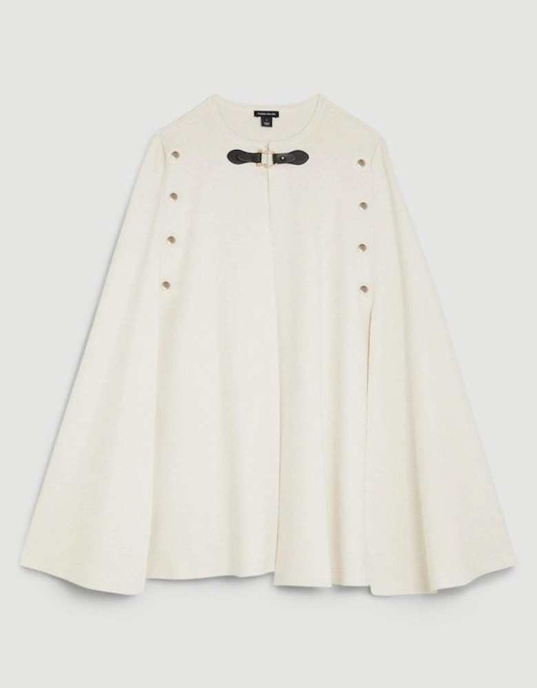 Popper Detail Knit Cape