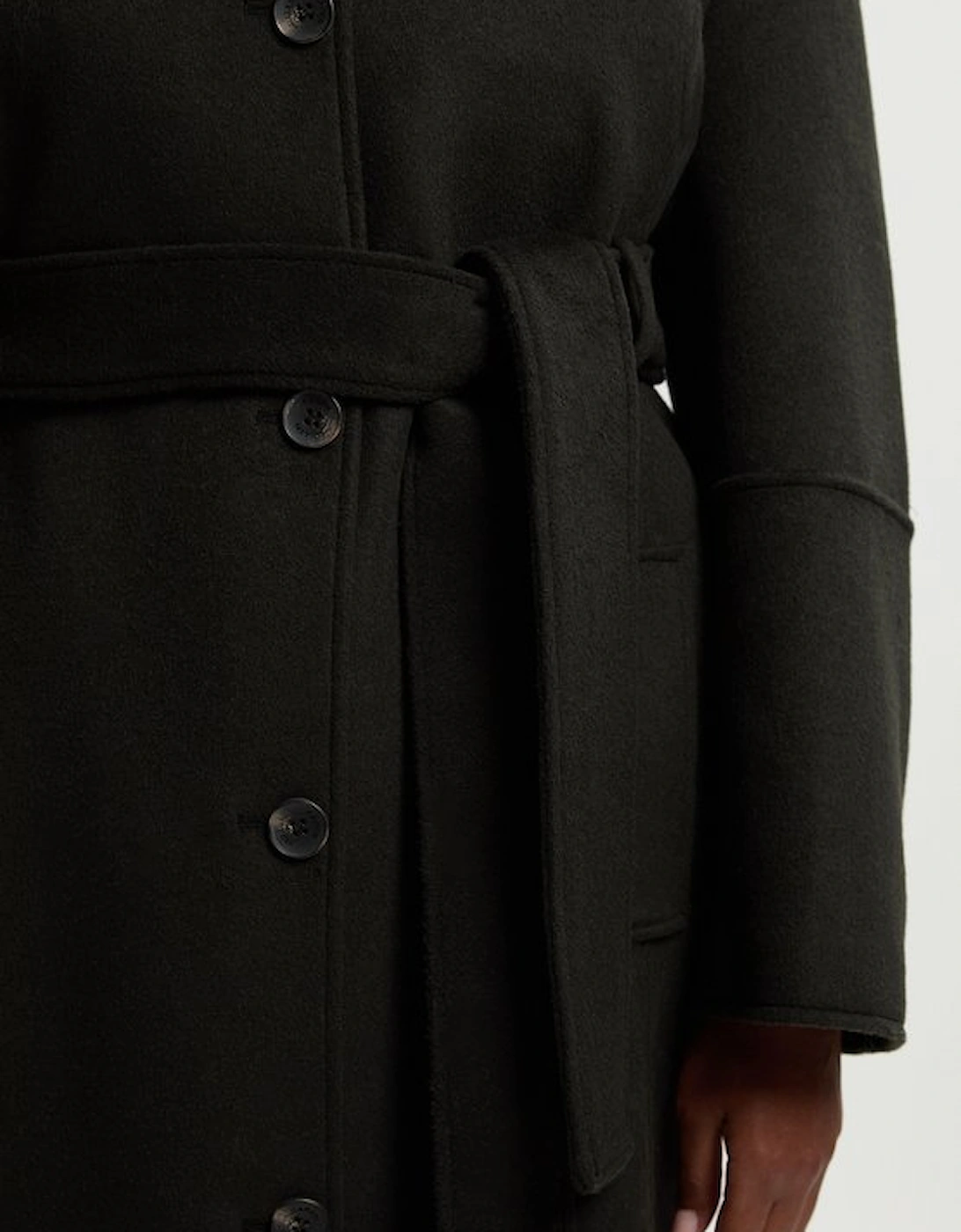 Plus Size Brushed Wool Single Breasted Belted Tailored Maxi Coat