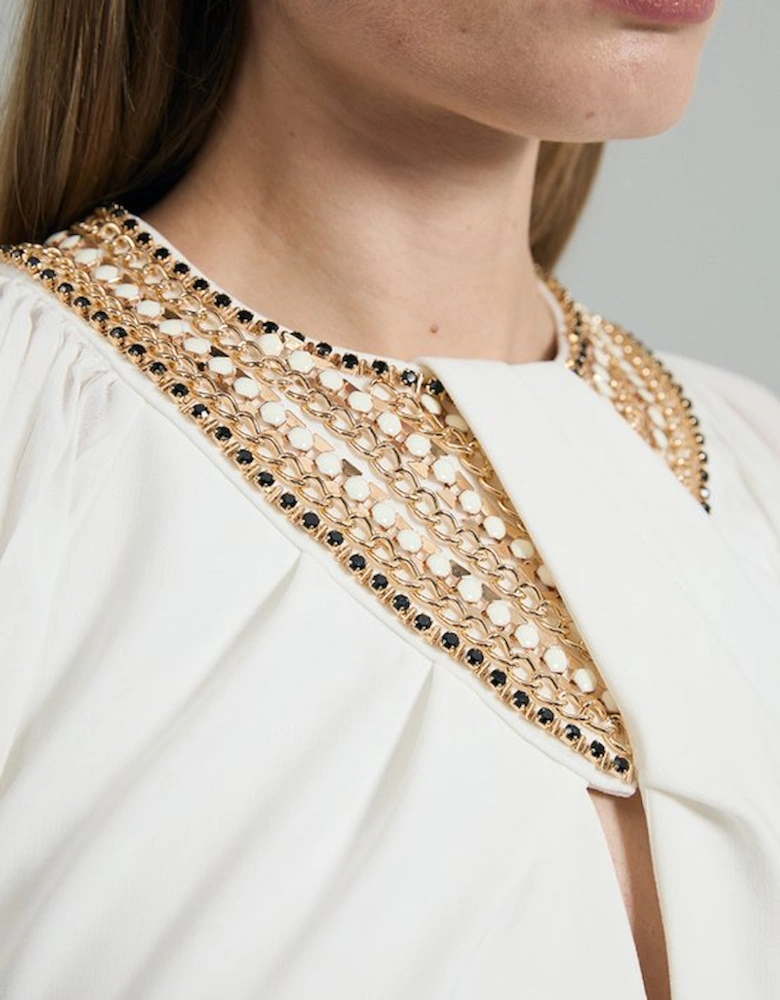 Enamel Chain Detail Kimono Maxi Dress